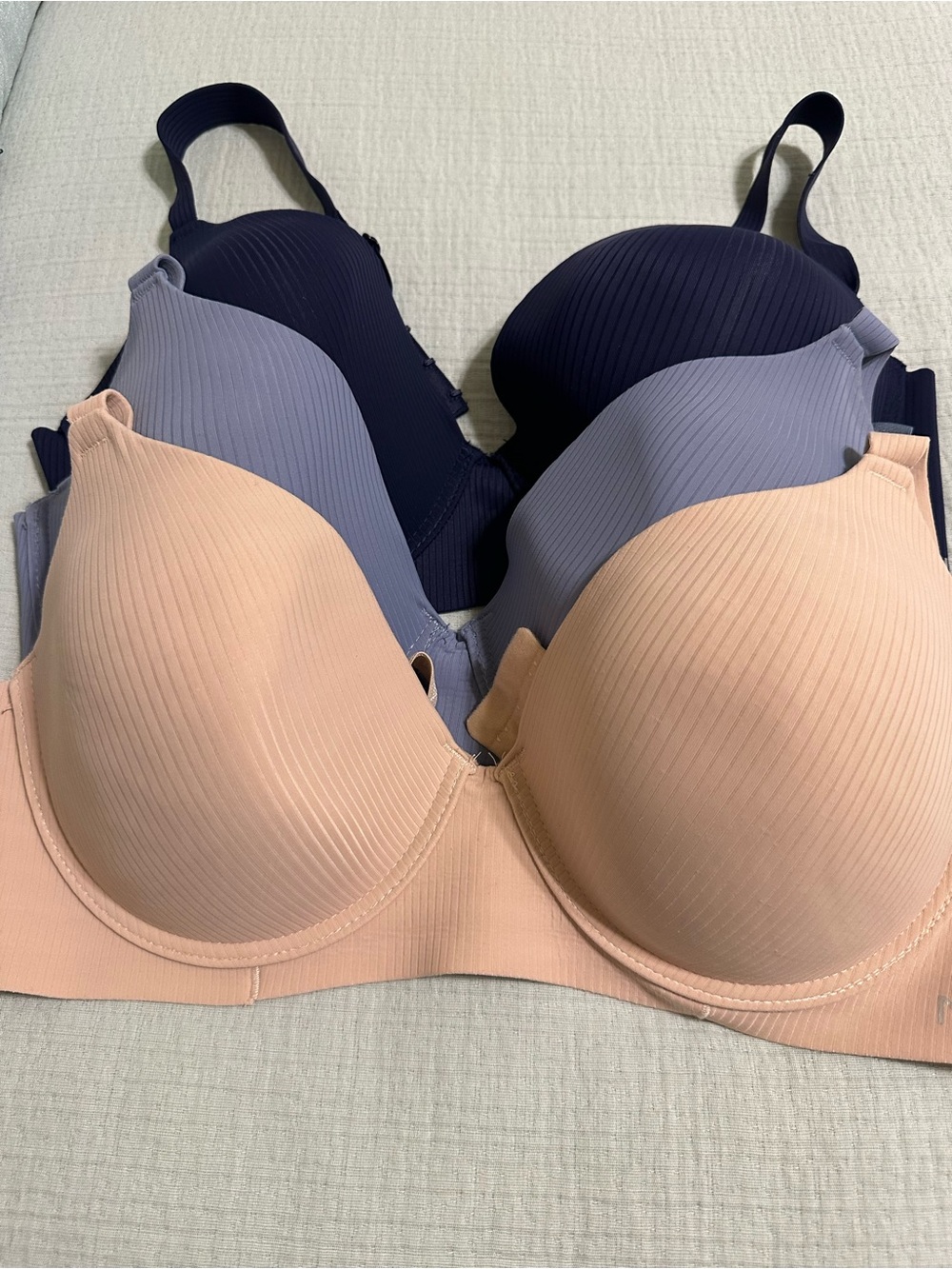 Nautica Ribbed T-Shirt Bras in Peach, Lavender, Navy